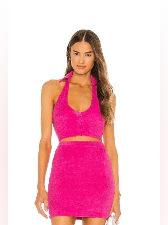 For Love And Lemons Other - Hot Pink Two-Piece Halter Crop Top and Skirt